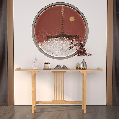 新中式玄关桌原色实木入户正对门玄关台现代简约靠墙门厅柜条案几