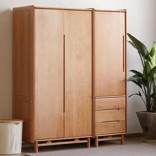 北欧全实木衣柜北美樱桃木家具单双门抽屉橱柜卧室衣橱