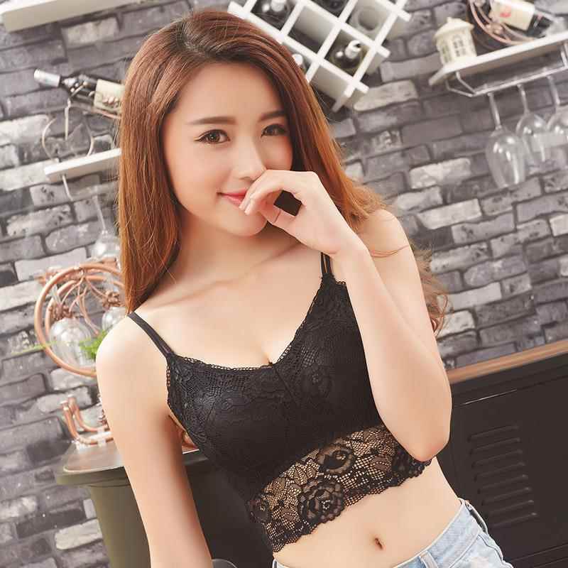 新款镂空运动文胸无钢圈薄款内衣女收副乳蕾丝面料性感抹胸直销