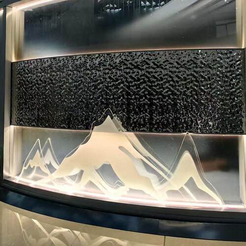 屏风大型背景展会展台假山有机玻璃装饰板亚克发光透明墙力布景