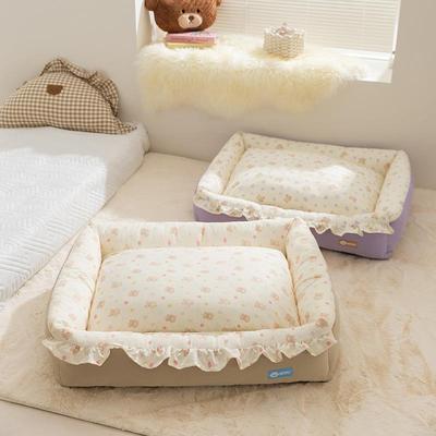 公主风花边狗窝秋冬季加厚方窝中小型泰迪布偶猫窝猫床宠物窝用品