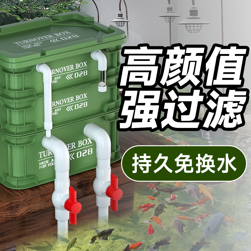 疯狂水草工业风周转箱过滤箱加厚鱼缸过滤器制氧水循环系统滴流盒