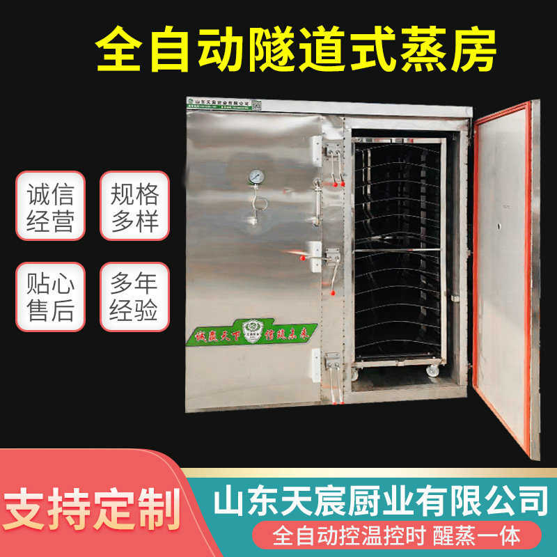 天宸双门不锈钢推车式蒸房全自动隧道式蒸房高压压力蒸汽蒸箱蒸柜