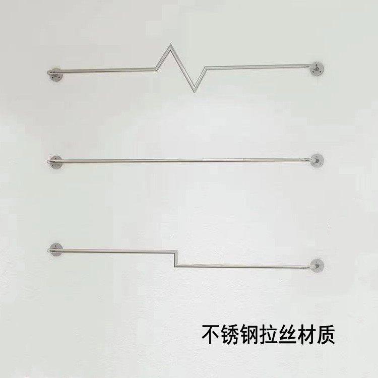 服装展示架上墙不锈钢正挂男女装童装店样板挂衣杆壁挂式挂架货架图片