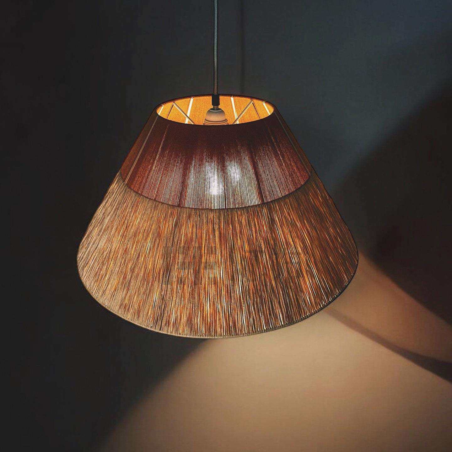 创意拉菲草手工编织极简卧室书房民宿餐厅吧台吊灯毛线氛围服装店