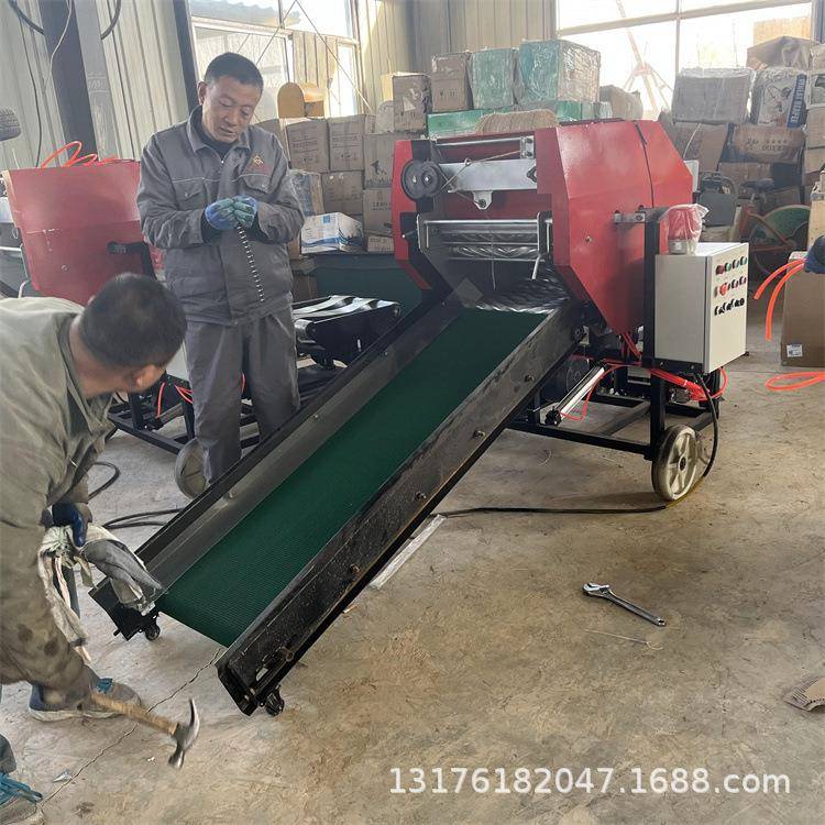 养殖秸秆LLX粉碎压块机自膜动切青储打包缠膜机稻壳圆秸秆牧场捆