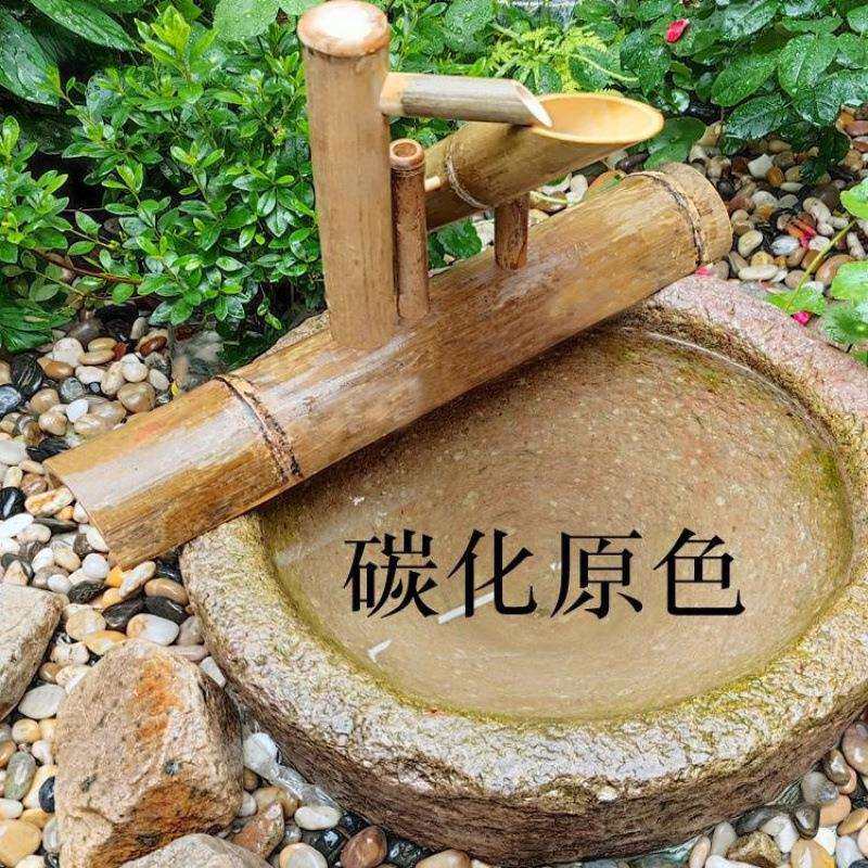滴水小惊鹿财源流水国庆桌面摆件鱼缸钵竹子筒摆放泵过滤循环庭院