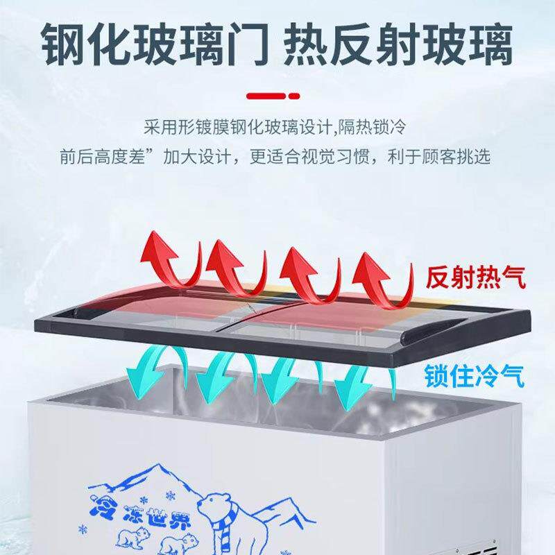 雪糕冰激柜商用透明凌玻璃拉推门超市477展示柜冰柜冷藏冷冻冰盖