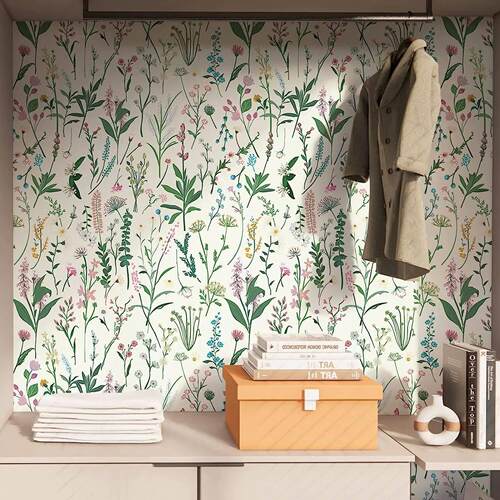 Floral Peel and Stick Wallpaper Vinyl Wallpaper Watercolor F
