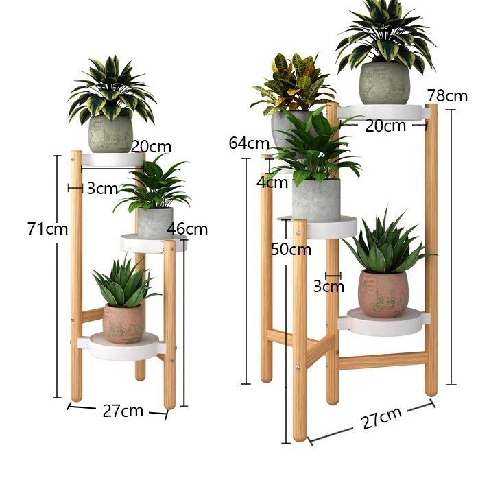 跨境北欧客厅花架可拆卸铁艺花盆架木纹植物架子阳台多层盆栽架子