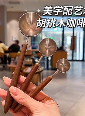 304不锈钢量勺10克胡桃木长柄咖啡豆勺奶粉调料克数量匙烘培工具