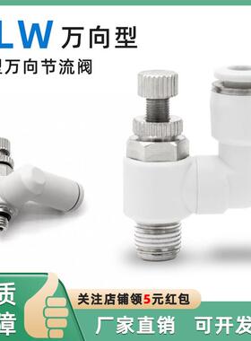 万向型气动快速接头调速节流阀PSS3-M3/4-M5/6-01气管SLW限流阀