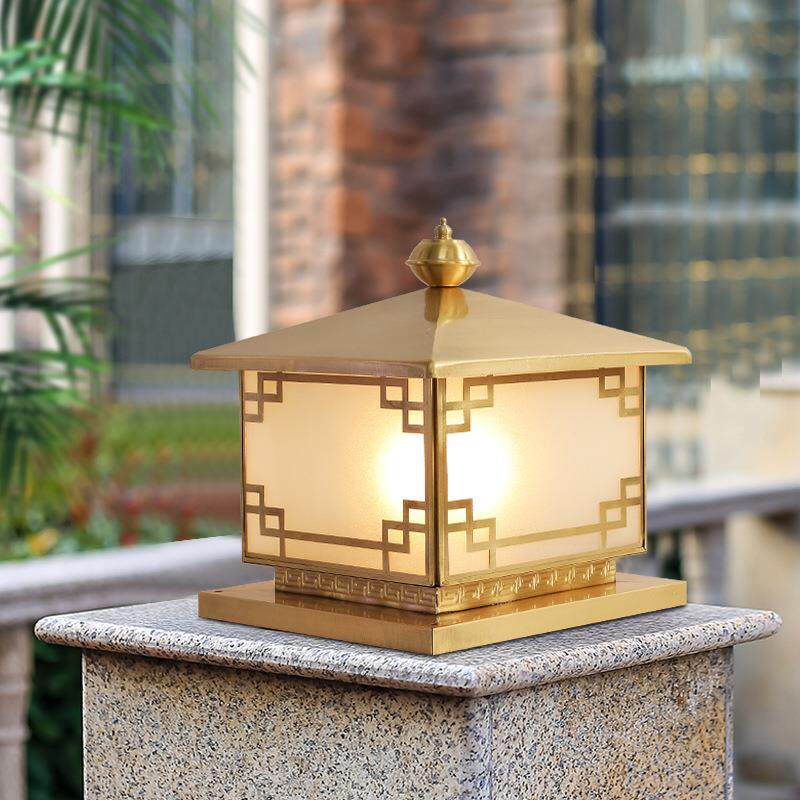 全铜欧式柱头灯别墅花园户外防水庭院灯围墙大门柱子门墩接电灯具