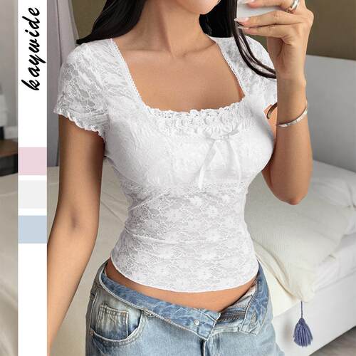 Lace short sleeved women's vest T-shirt women's summer