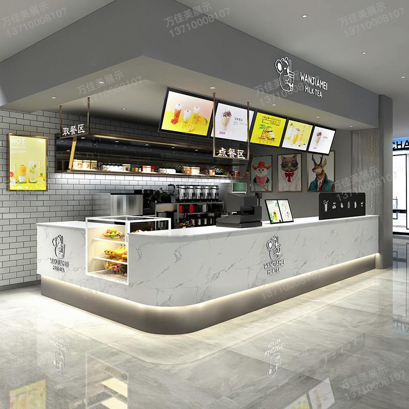 专业定制奶茶店吧台收银台水吧酒吧圆弧大理石商用前台甜品店转角