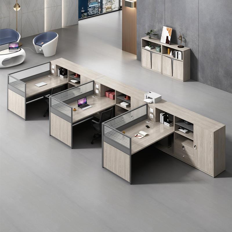 办公室办公桌简约现代员工4双人位6职员工位屏风卡座财务桌椅组合
