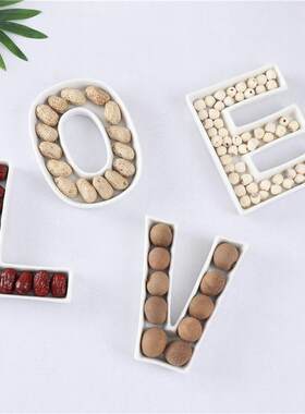 陶瓷英文字母碟Love爱心碟干果零食碟糖果碟拼盘婚礼派对摆设餐具