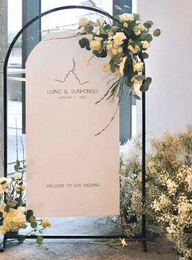 新款婚庆道具黑色拱形拱门舞台背景迎宾摆件装饰婚礼铁艺花架架子