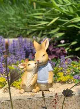 正品花园杂货 庭饰院树脂意小兔摆件创园艺户外子动物花架桌面装