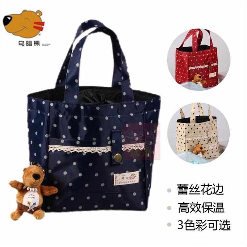 烏暗熊便當袋防水尼龍布午餐包小學生飯瓶桶盒保冷熱抽繩保溫包袋