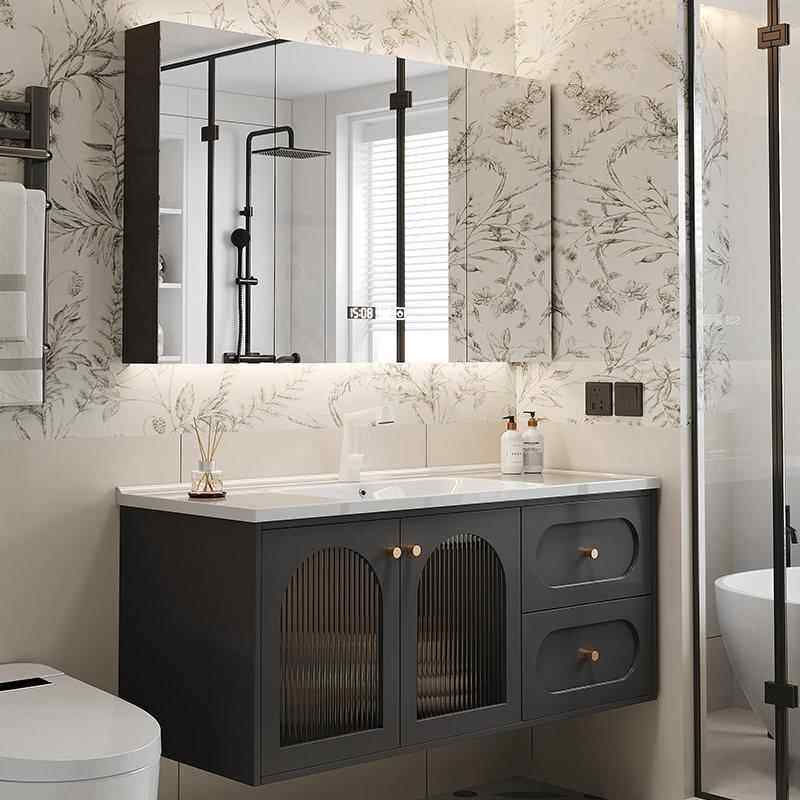 法式烤漆浴室柜组合一体陶瓷盆洗漱台轻奢卫生间洗手台镜柜洗脸盆,家装主材,浴室柜组合,淘宝优惠券,粉丝福利购,淘宝优惠卷