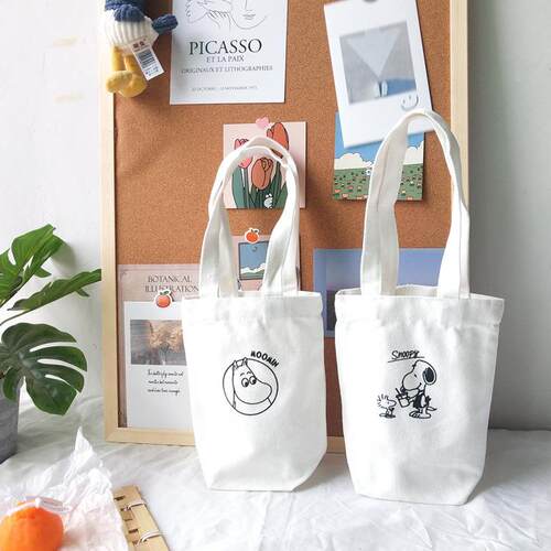 帆布杯套便携手提保温水杯奶茶饮料咖啡通用小拎包敞口伞套收纳袋