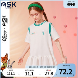 askjunior女童连衣裙纯棉，儿童公主裙童装裙子，中大童连衣裙子