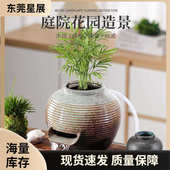 古法鱼缸瀑布造景流水景观循环流水陶罐户外庭院鱼池水缸造景摆件