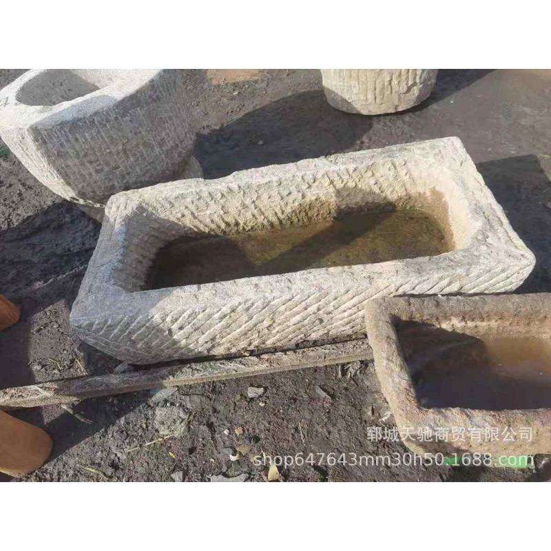 实体厂家批发小猪槽牛槽旧石头花盆流水景观摆件老石槽