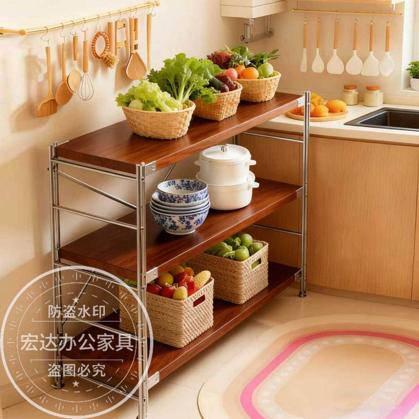 日式厨房置物架落地多层收纳架家用微波炉储物架客厅阳台靠墙货架,商业/办公家具,置物架/陈列架/储物架/展示架,淘宝优惠券,粉丝福利购,淘宝优惠卷