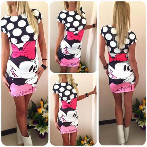 Animation origin impression hip hugging mini dress