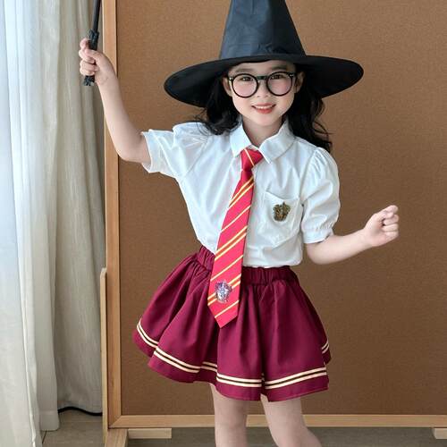 西米哈利波特服装学院法袍儿童夏季六一节宝宝cos女童jk制服套装