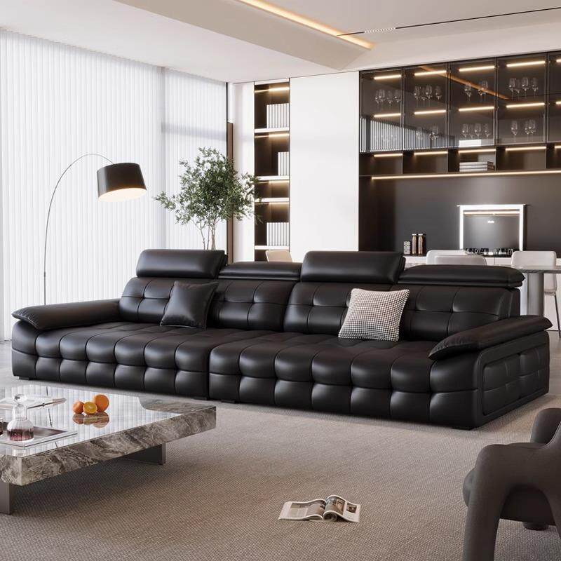2026新款意式轻奢头层真皮沙发现代简约客厅高端直排皮质沙发组合