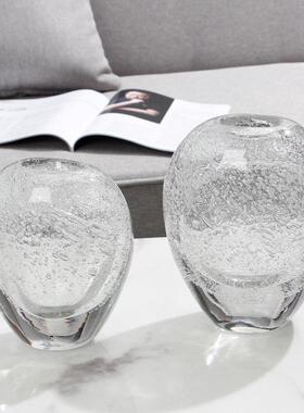 气泡透明琉璃花瓶现代家居玻璃工艺品摆件软装样板房餐桌客厅装饰