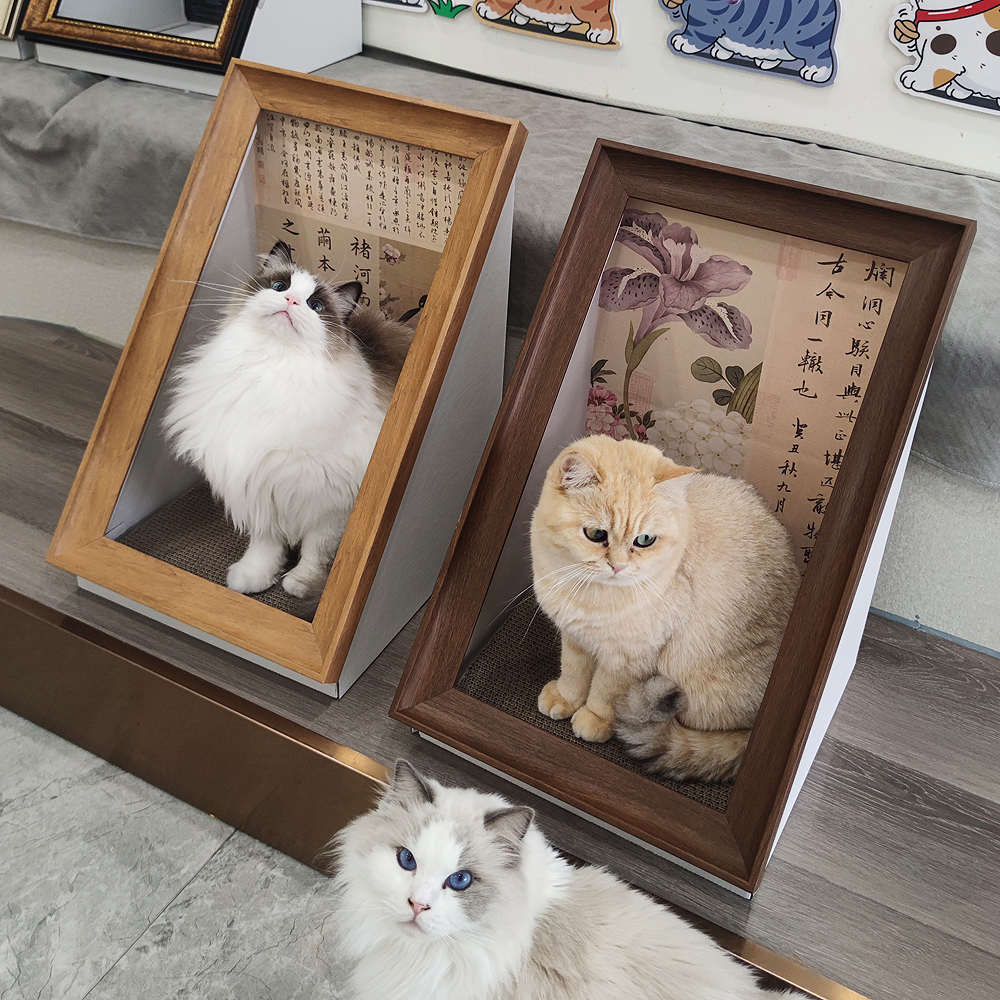 复古梵高欧式蒙娜丽莎猫窝立体油画框装饰新奇猫咪家用画框猫抓板图片