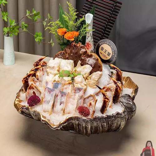 三文鱼帝王蟹火锅餐具刺身盘拼盘干冰创意餐具火锅菜盘牛羊肉盘子