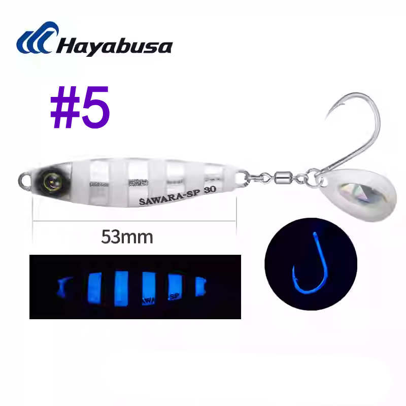 布hayabusa铁哈岸鲅鱼马鲛鱼板带雅亮片抛路远投旋转亚钩海钓萨尾