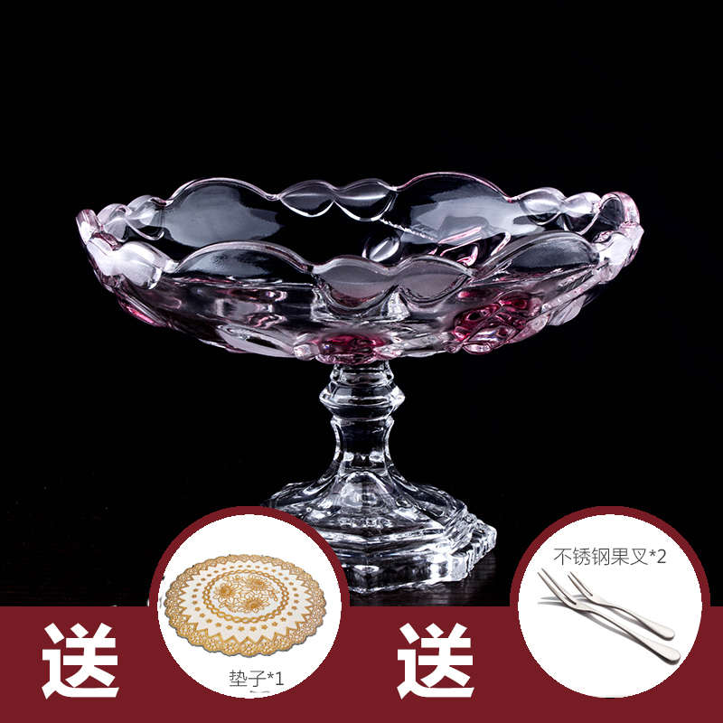 小号玻璃果盘高脚水果盘创意  多层 日料盘 零食盘糖果盘欧式客厅