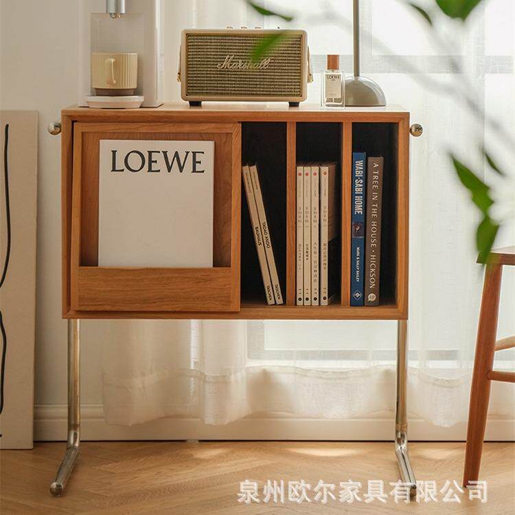 日式实木杂志柜书柜客厅电视沙发小边柜角几卧室简约多功能小柜子