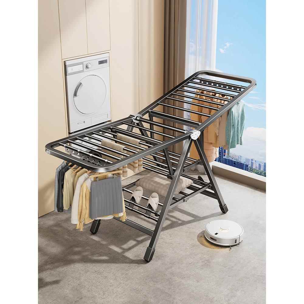 折叠晾衣架卧室家用室内晒衣架户外落地挂衣杆阳台晒被子挂衣