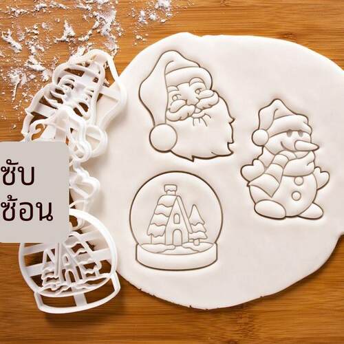 Holiday Christmas Cookie Embosser Cutter Mold Santa Claus Cr