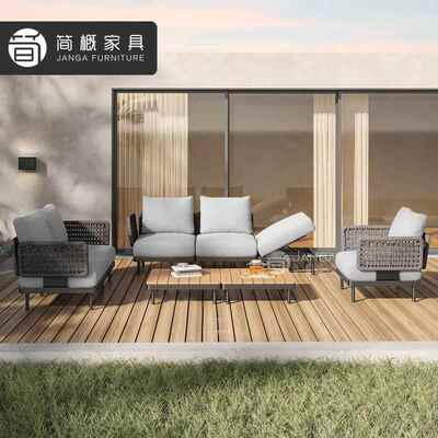 户外别墅庭院发合组休闲露19台沙发茶几家防具沙防水晒室外金属沙