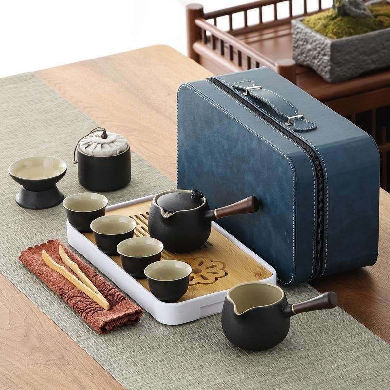 旅游便携式旅行茶具套装公司商务送礼路宝黑陶瓷快客杯带茶盘轻奢