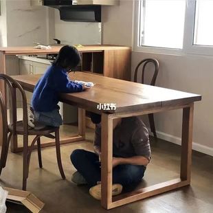 全实木莫比恩家用餐桌白蜡木实木饭桌简约高端客厅轻奢长条书桌子