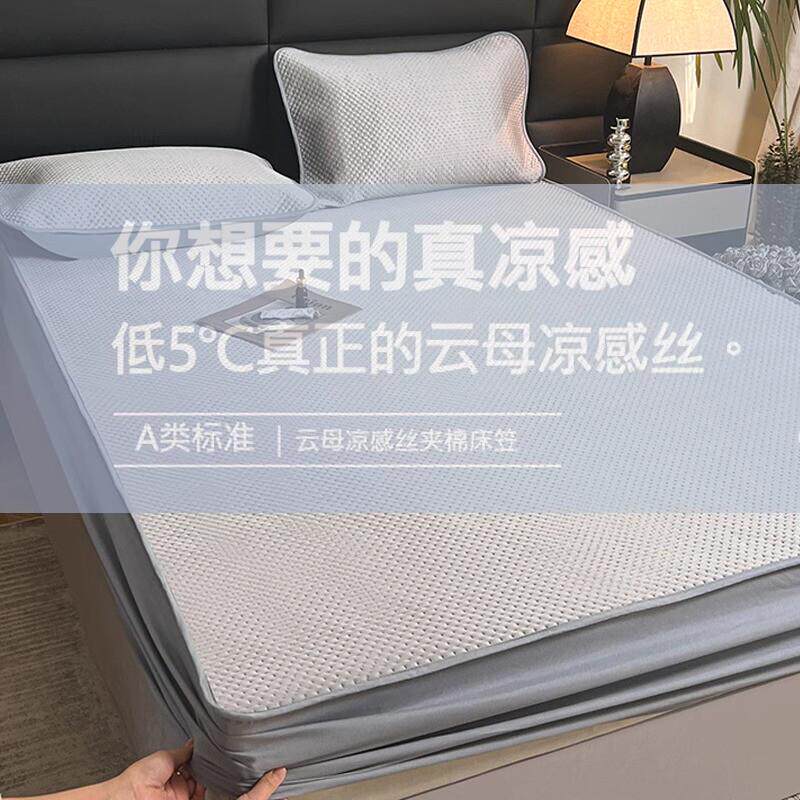 2024新款冰丝凉席床笠夏季床垫保护罩夹棉床套三件套空调被四件套