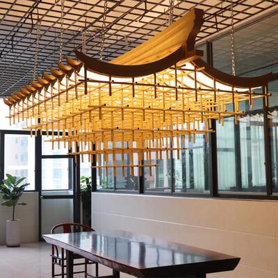 中式房子宫殿吊灯实木仿古建筑屋檐民宿茶室餐厅会所吧台展馆灯