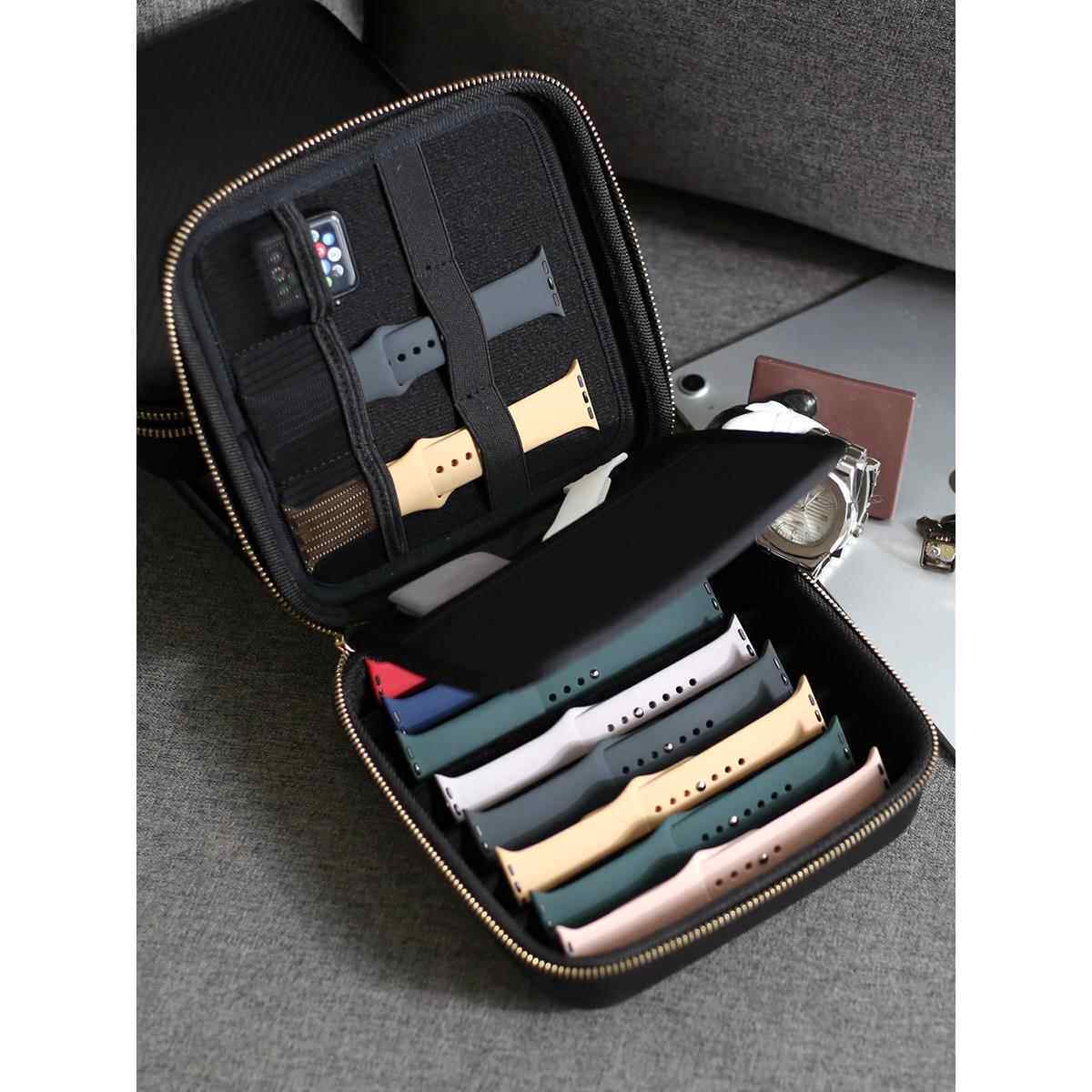 适用于iWatch表带收纳包applewatch表带收纳盒皮质表带拉链收纳袋