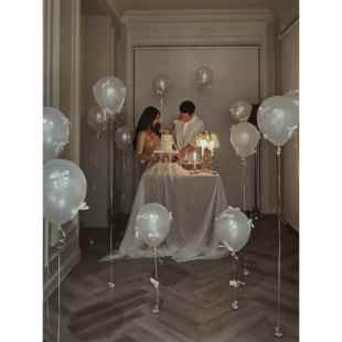 baby shower珠光白蝴蝶结乳胶气球性别揭秘派对用品装扮布置套餐