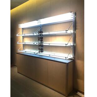 设计师工作室发光亚克力搁板展示架光轴置物架铝型材海洋板陈列柜