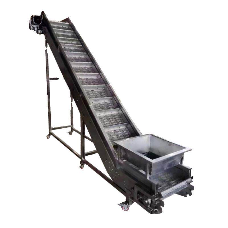 不锈钢上料提升机爬坡输送机耐高温食品加工流水线重型炼板输送机